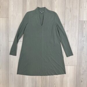 COS Womens A-line V-neck Dress Small Sage Green Minimalist Long Sleeve